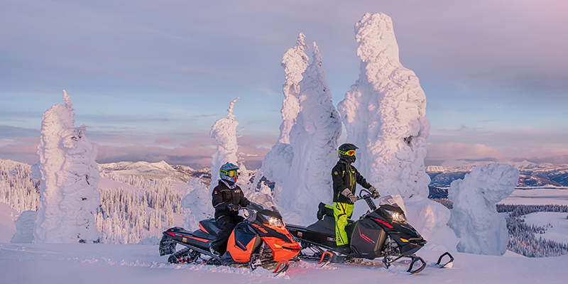 Snowmobilers on Two Top at Sunrise, West Yellowstone, Montana
