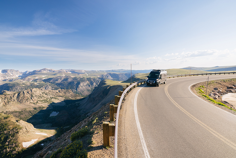 Sweeping landscape view of the Beartooth Highway in Yellowstone Country Montana.