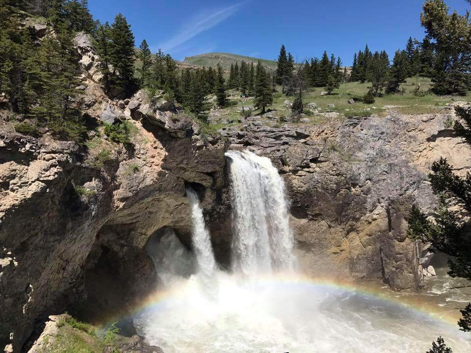 Rainbow over Natural Bridge Falls and the Boulder River, Montana