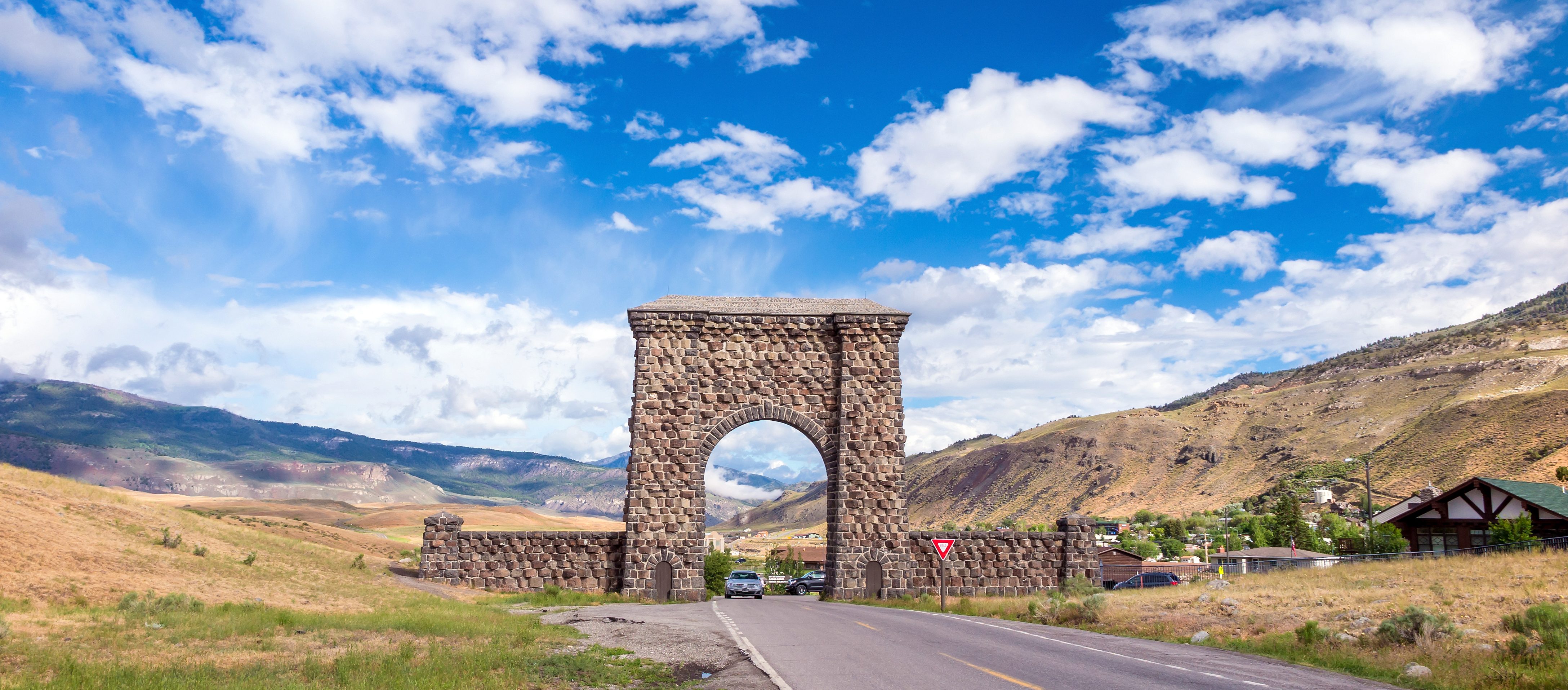 Roosevelt Arch in Gardiner, Montana. One of the entrances to Yellowstone National Park