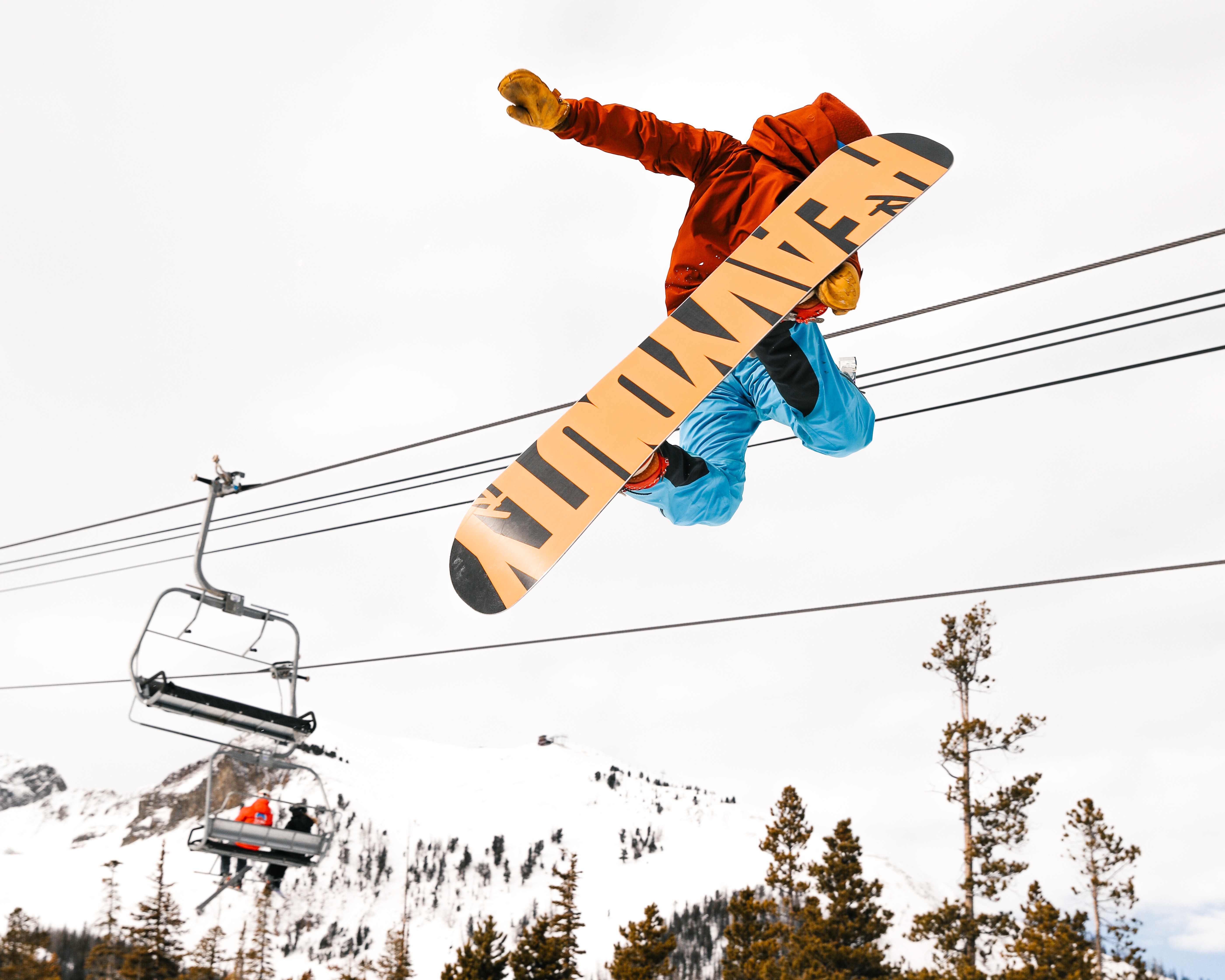 Snowboarder in Yellowstone Country Montana