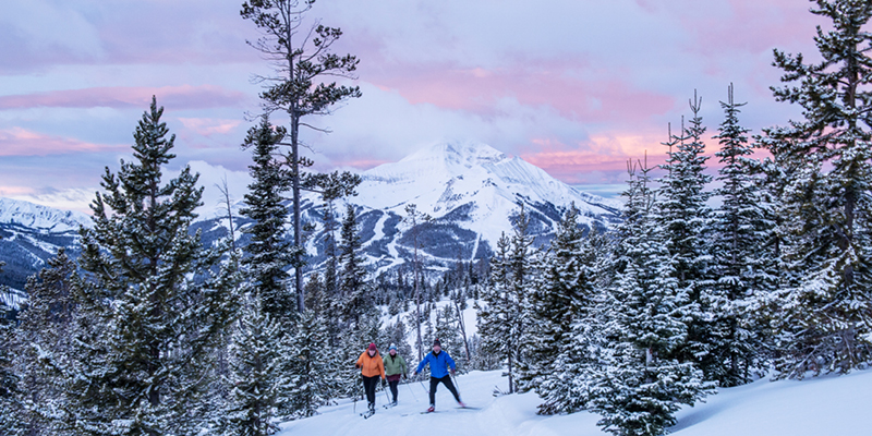 Nordic Skiers at Lone Mountain Ranch in Big Sky, Montana