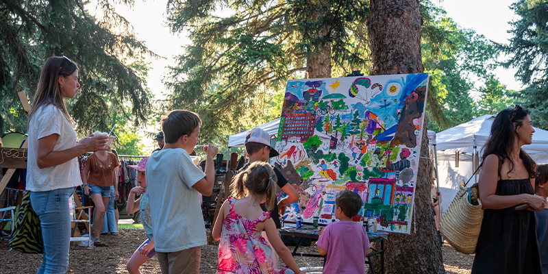 Children painting at art festival