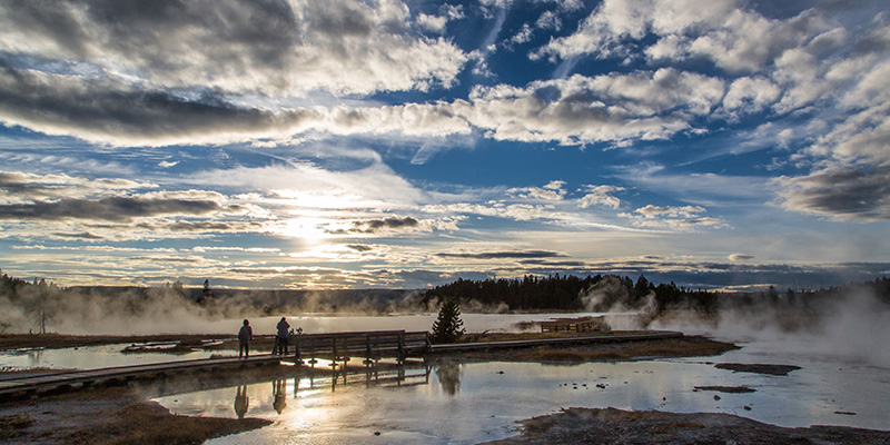 Sunset along Firehole Lake Drive, Yellowstone National Park