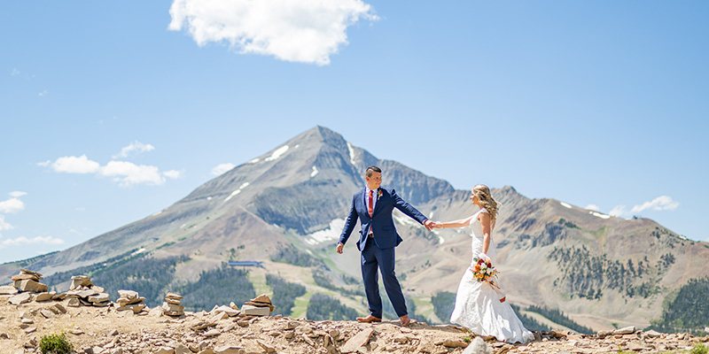 Couple getting married on top of Lone Mountain