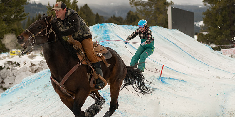 Ski joring at Winter Fest, Big Sky, Montana