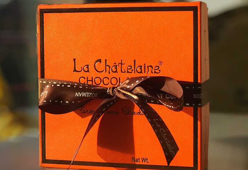 Box of La Chatelaine candy, Bozeman, Montana