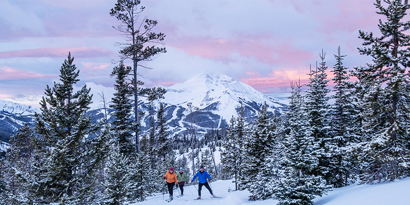 Nordic skiers at Lone Mountain Ranch, Big Sky, Montana