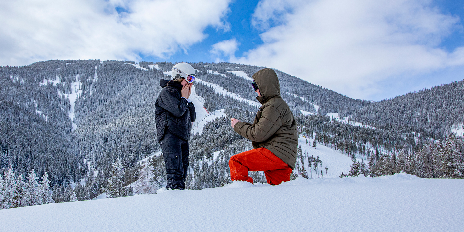 Couple getting engaged on Red Lodge Mountain
