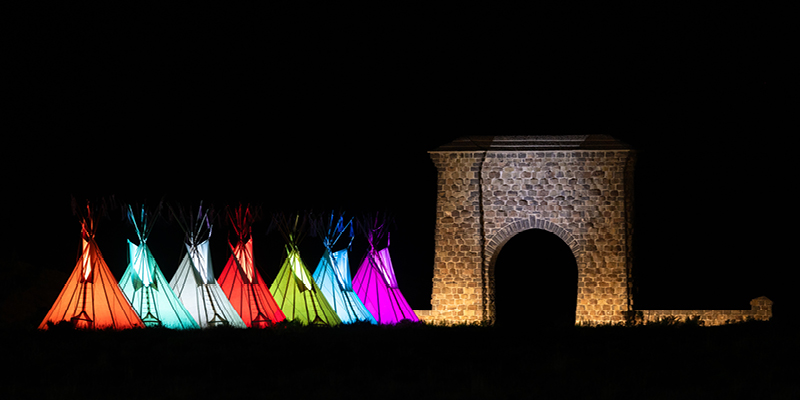 Lighted tipis, Yellowstone National Park 