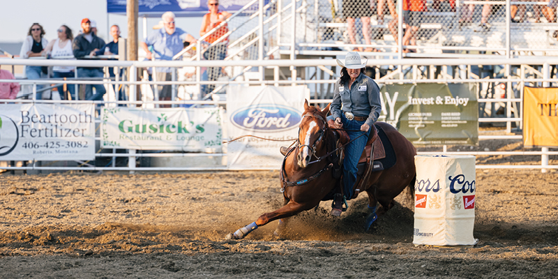Barrel racer at a rodeo in Montana.