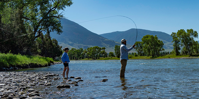 Fishing instruction on the Yellowstone River, Montana